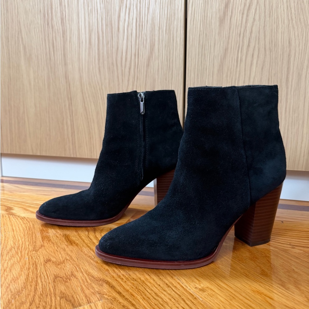 Sam Edelman Black Suede Women's Ankle Boots - Classic Block Heel - Size 7.5